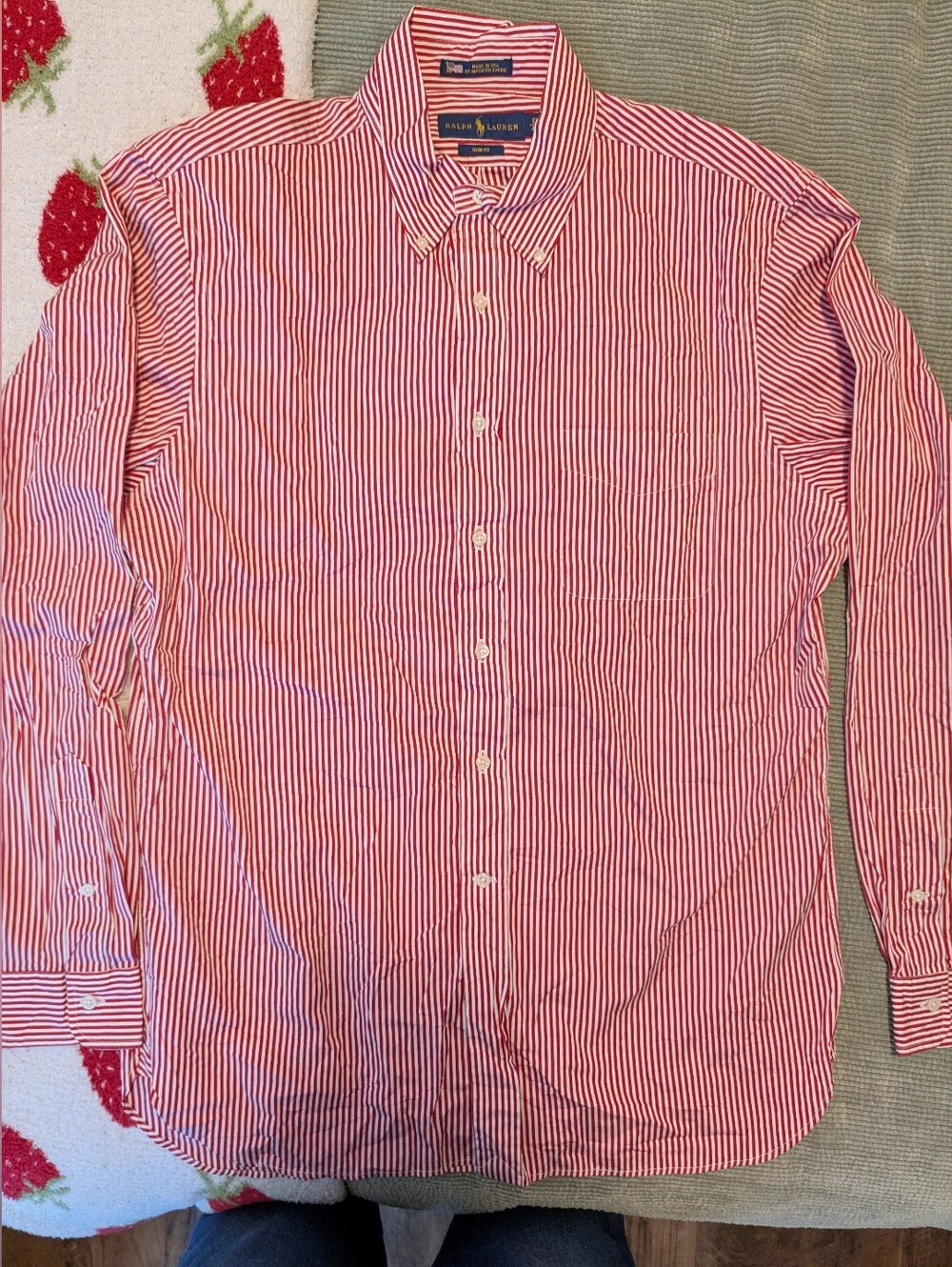 Ralph Lauren Men’s Red/White Striped Button-Down Shirt
